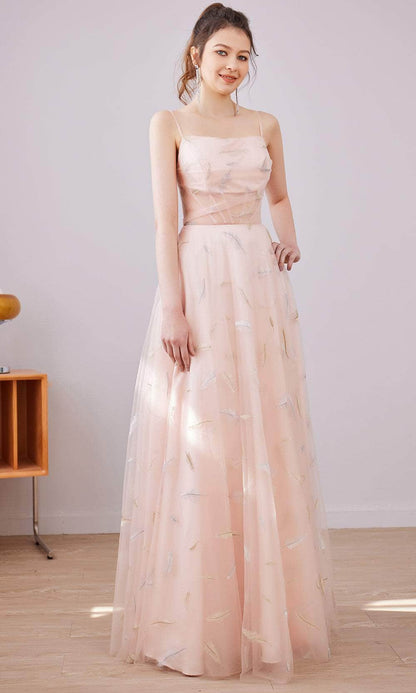 Straight Across A-Line Long Dress