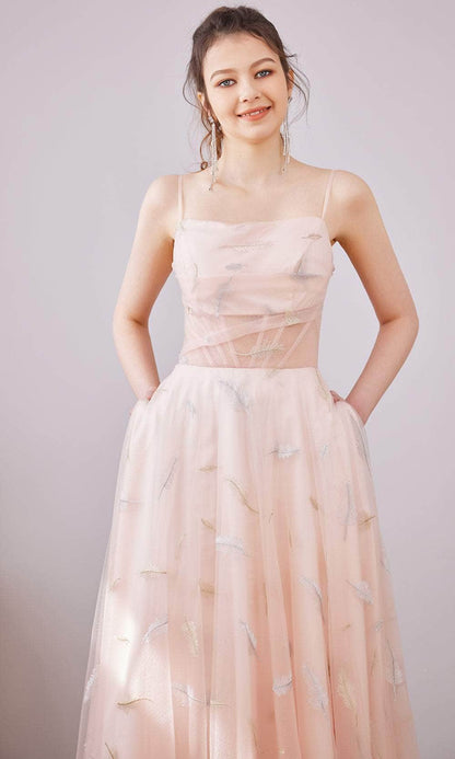 Straight Across A-Line Long Dress