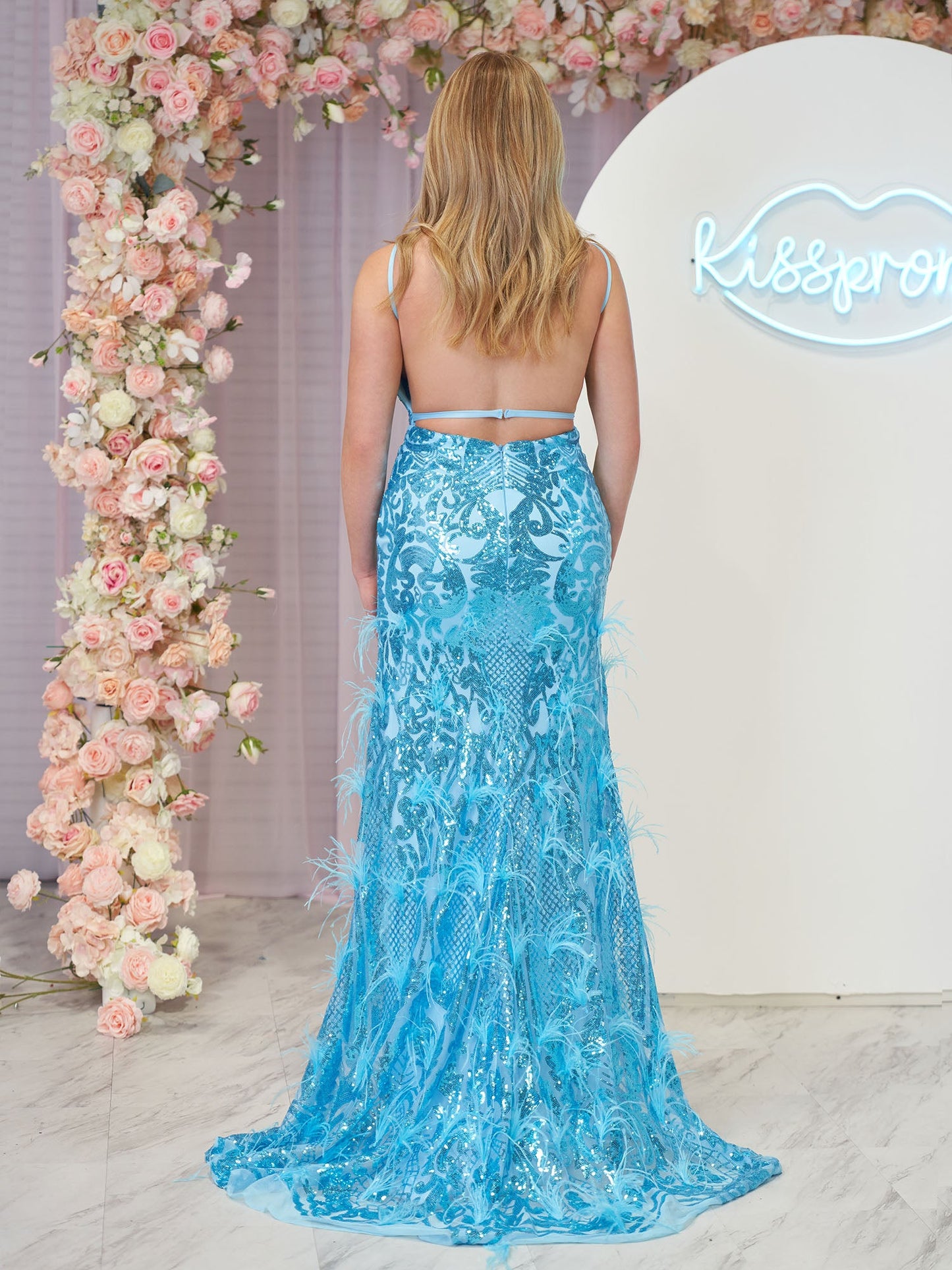 Sonia | Jade Pailletten Spitze V-Ausschnitt Meerjungfrau Ballkleid mit Schlitz
