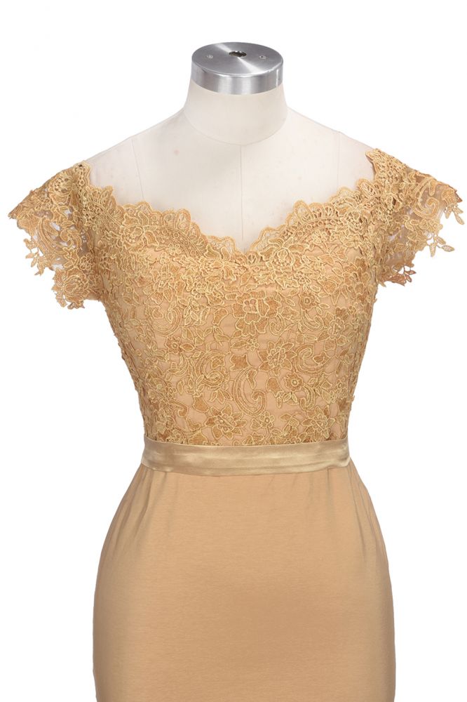 Vestidos de fiesta transparentes con escote corazón, sirena y hombros descubiertos con apliques de encaje