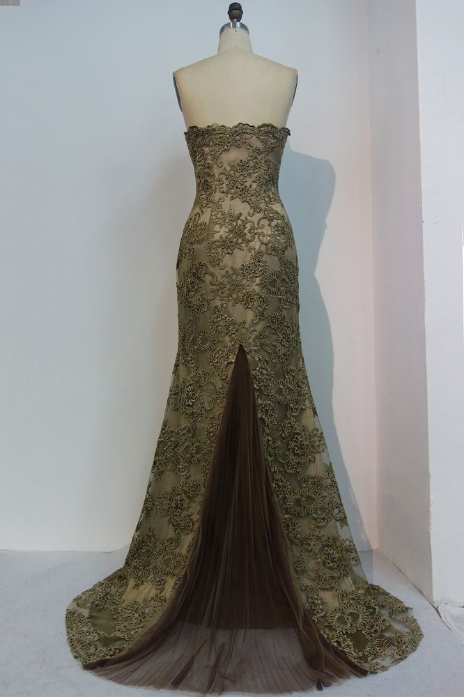 Lace Strapless Mermaid Sweetheart Floor Length Prom Dresses