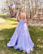 Sarahi | A-Linien-Ballkleid aus Organza mit Spaghettiträgern