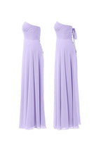 Vestido de dama de honor de gasa lila, largo hasta el suelo, para fiesta de graduación, BD005