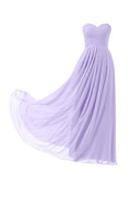 Vestido de dama de honor de gasa lila, largo hasta el suelo, para fiesta de graduación, BD005