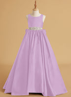 Duchesse-Linie/Princess-Linie Satin Sweep/Pinsel zug Blumenmädchenkleid 