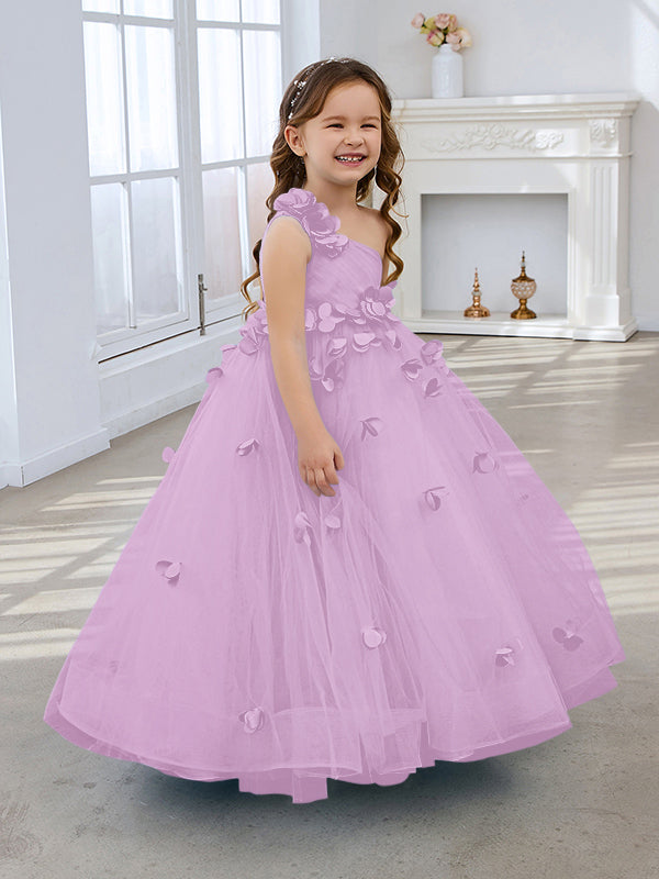 Duchesse-Linie/Princess-Linie Tüll Bodenlang Blumenmädchenkleid 