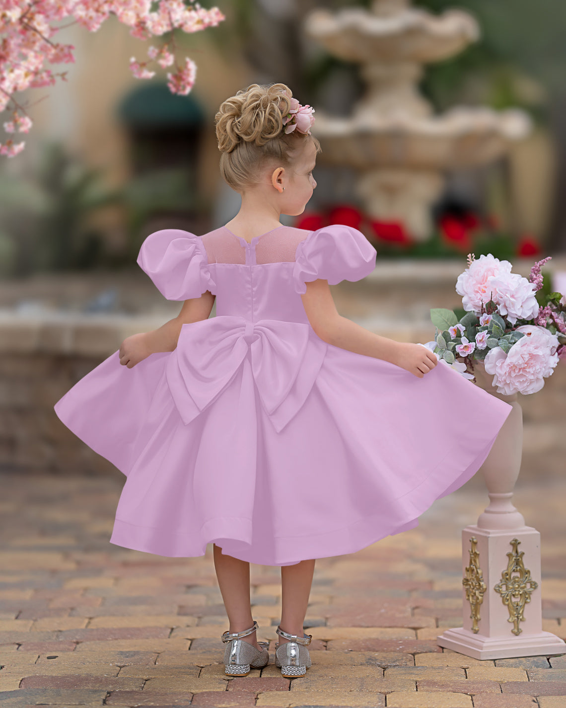 Duchesse-Linie/Princess-Linie Satin Knielang Blumenmädchenkleid 