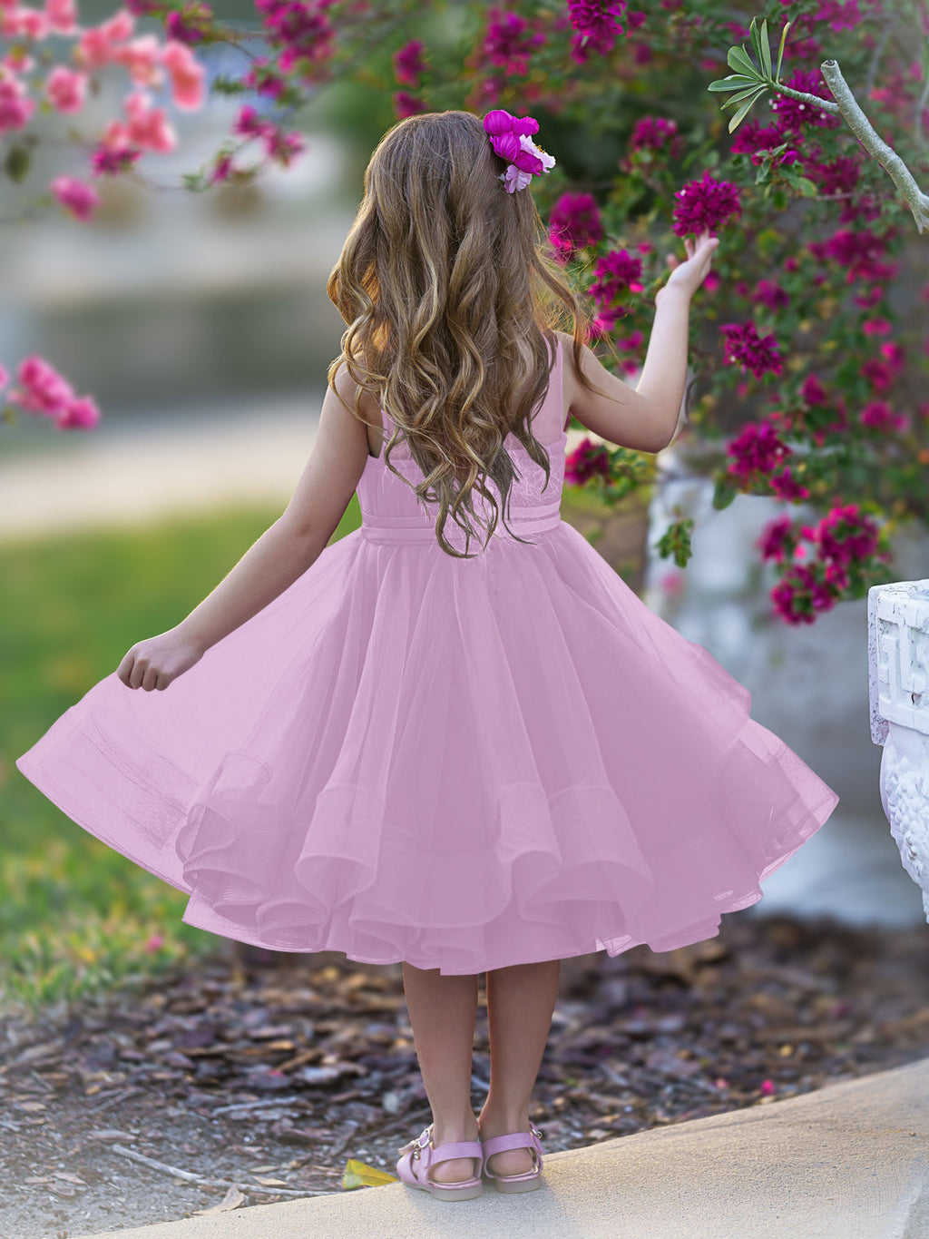 Duchesse-Linie/Princess-Linie Tüll Knielanges Blumenmädchenkleid 