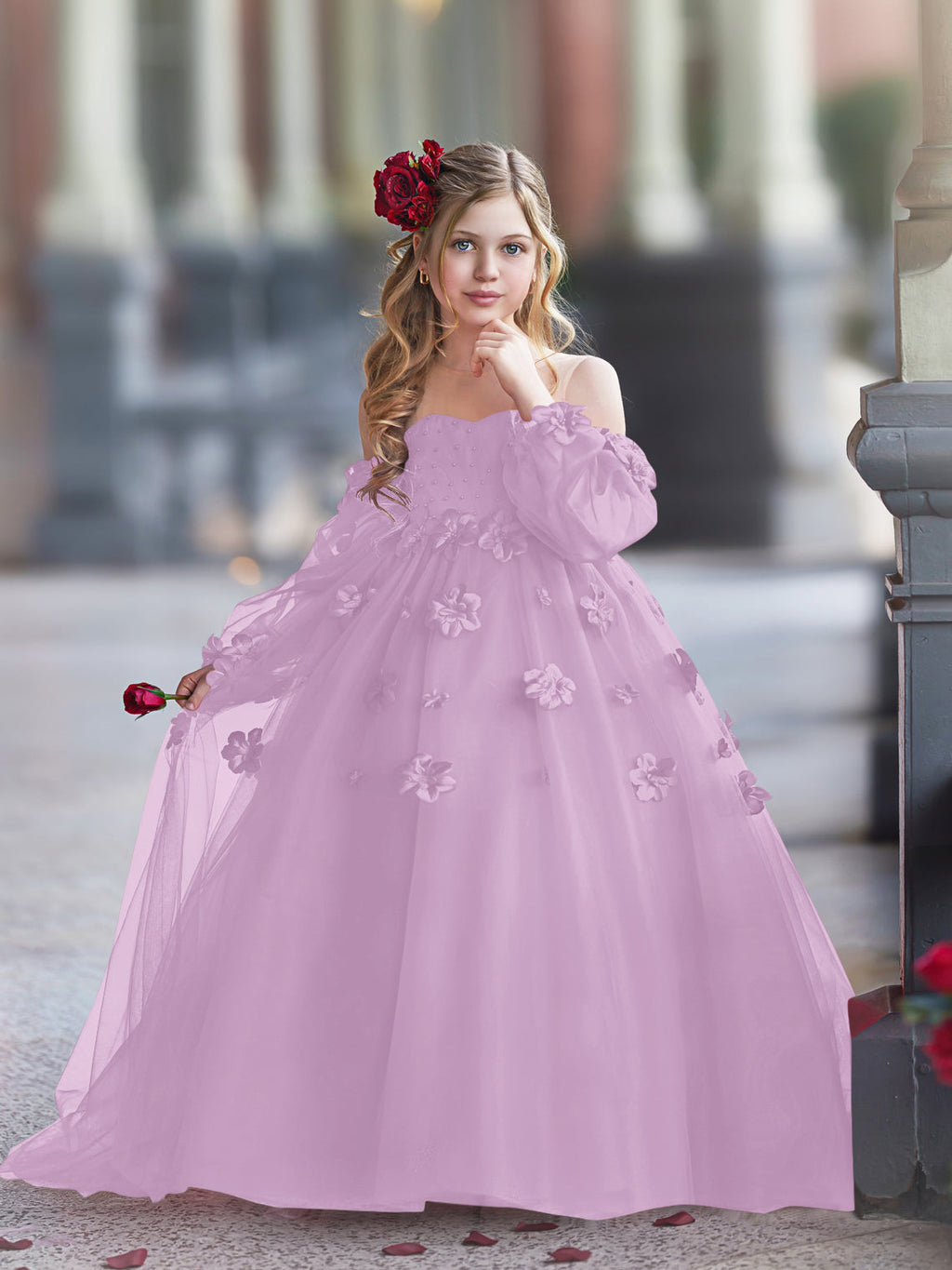 Vestidos de niña de las flores con vestido de princesa y flores en 3D