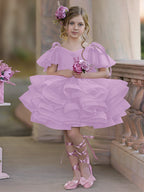 Vestido de fiesta/princesa de tul hasta la rodilla para niña de las flores de cumpleaños