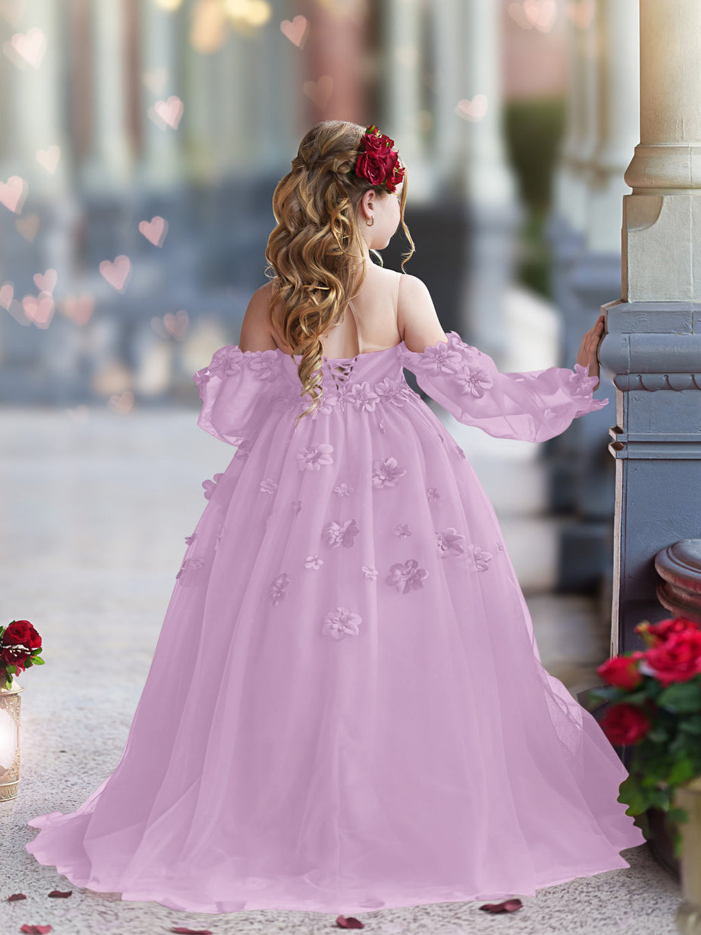 Vestidos de niña de las flores con vestido de princesa y flores en 3D