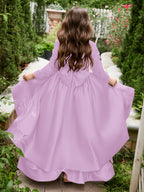 Vestido de niña de las flores asimétrico de satén con corte A