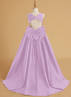 Duchesse-Linie/Princess-Linie Satin Sweep/Pinsel zug Blumenmädchenkleid 