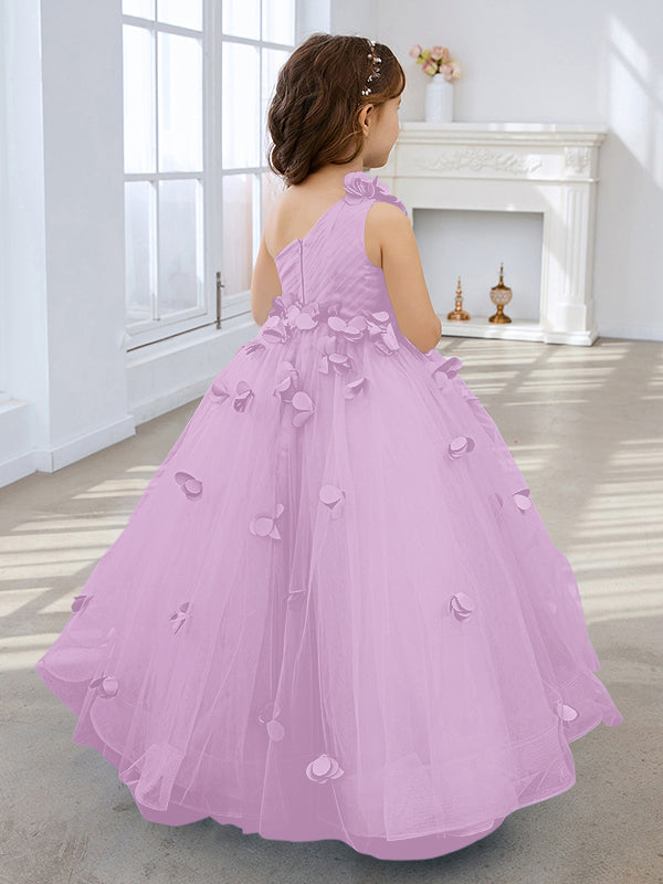 Duchesse-Linie/Princess-Linie Tüll Bodenlang Blumenmädchenkleid 