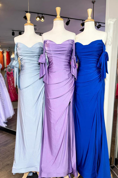 Lincoln | Off the Shoulder Lemon Green Ruched Mermaid Long Formal Dress