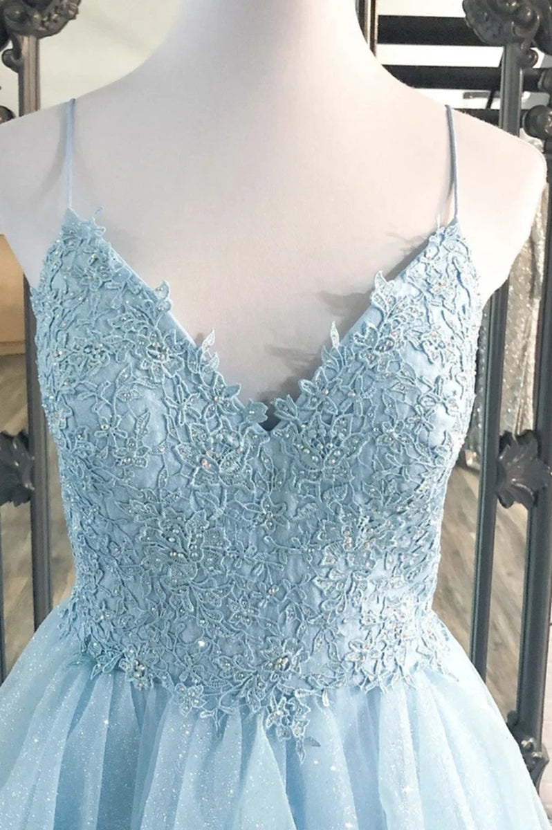 Long A-line Sweetheart Fluffy Tulle Lace Prom Formal Dresses