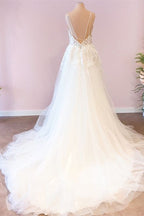 Langes A-Linien-Brautkleid aus Tüll mit Herzausschnitt und Spaghettiträgern