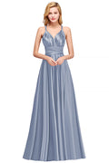 Vestidos largos de satén con tirantes finos para dama de honor, vestido de fiesta de graduación