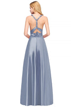 Vestidos largos de satén con tirantes finos para dama de honor, vestido de fiesta de graduación