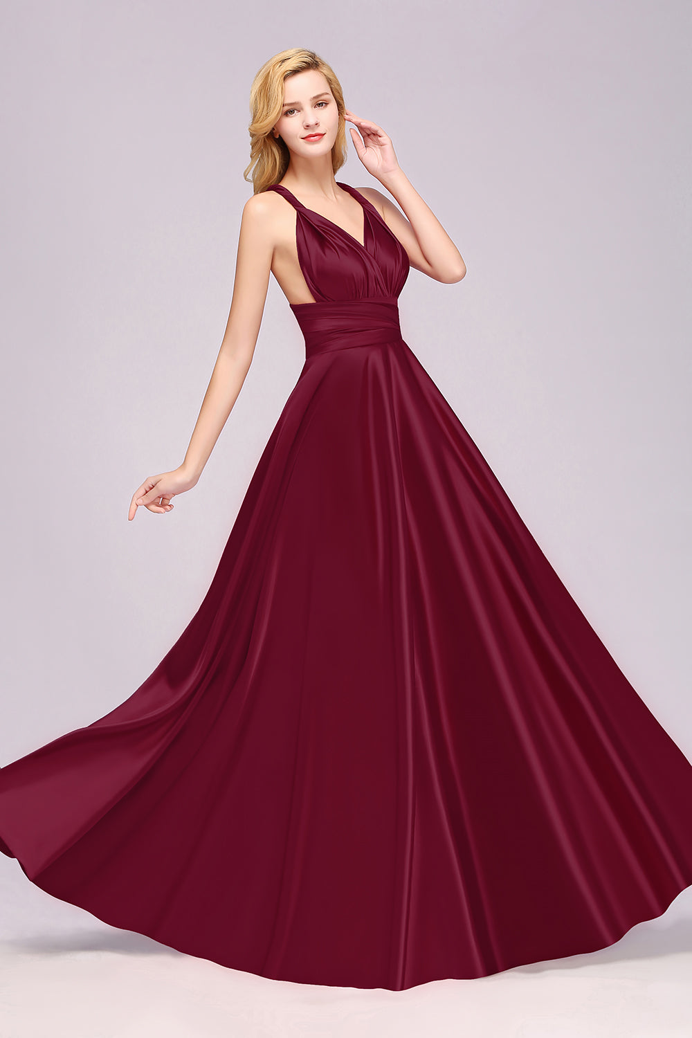 Spaghettiträger Satin Lange Brautjungfernkleider Abschlussball Partykleid