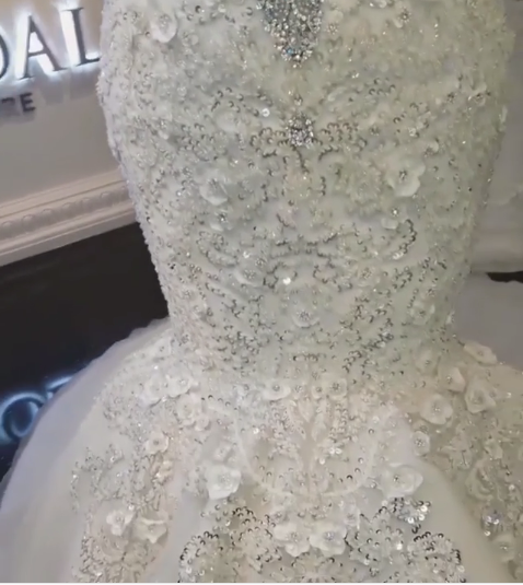 Long Mermaid Off-the-Shoulder Appliques Crystals Wedding Dress