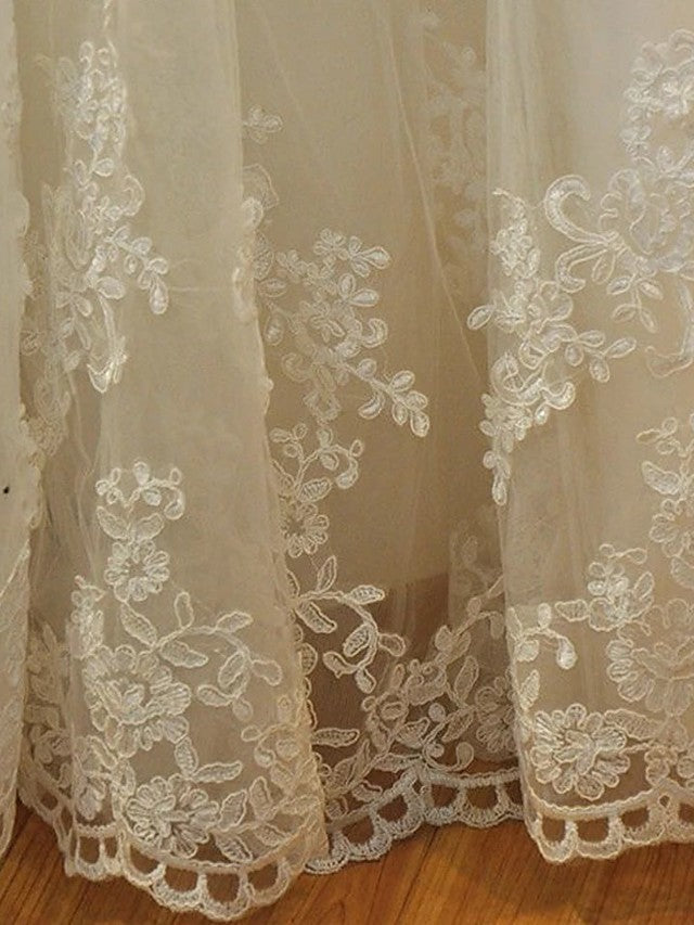 Long Mermaid Strapless Court Train Lace Organza Wedding Dresses