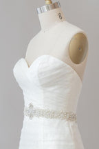 Vestido de novia largo de sirena sin tirantes de tul con encaje