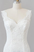 Vestido de novia largo de sirena con escote en forma de corazón y encaje sin espalda