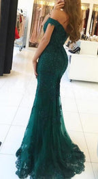 Langes Meerjungfrau-Abendkleid mit Herzausschnitt, schulterfrei, Tüllspitze und Rückenfrei