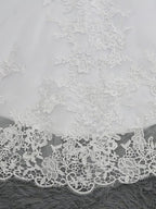 Long Mermaid V Neck Tulle Lace Backless Wedding Dresses with Cap Sleeves