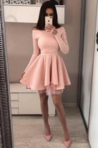 Long Sleeve Homecoming Dresses Off the Shoulder Short  Prom Dress