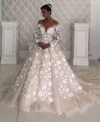Lange Ärmel Spitze Designer Brautkleid Ärmel