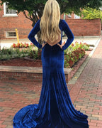 Langärmlige Ballkleider Königsblaues Abendkleid mit Ärmeln