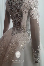 Luxurious A-line Long Sleeves Beading Wedding Dress With Train