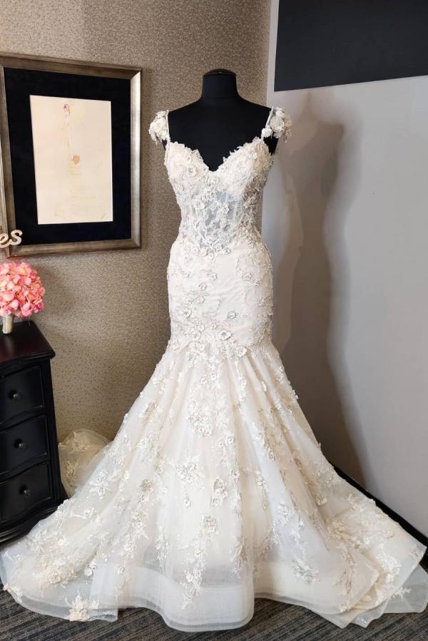 Luxus Meerjungfrau Sweetheart Spitze Rückenfreies Brautkleid