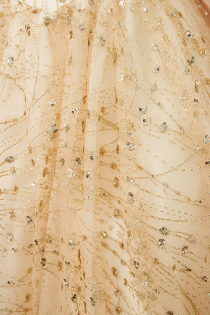 Vestido de fiesta de princesa de lujo con hombros descubiertos de tul y lentejuelas para niñas