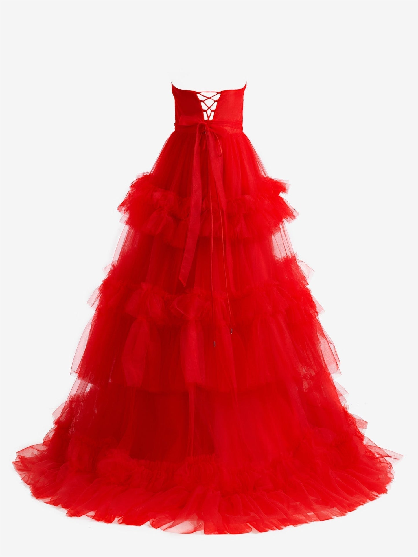Matilda | A-Linien-Ballkleid aus trägerlosem Tüll mit Rüschen