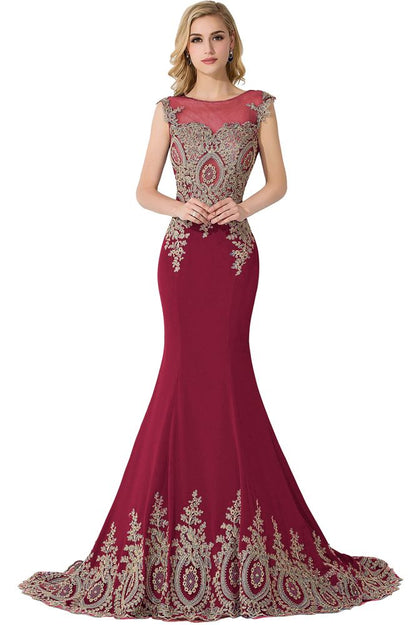 Meerjungfrau Applikationen Hofschleppe Chiffon Abendkleid