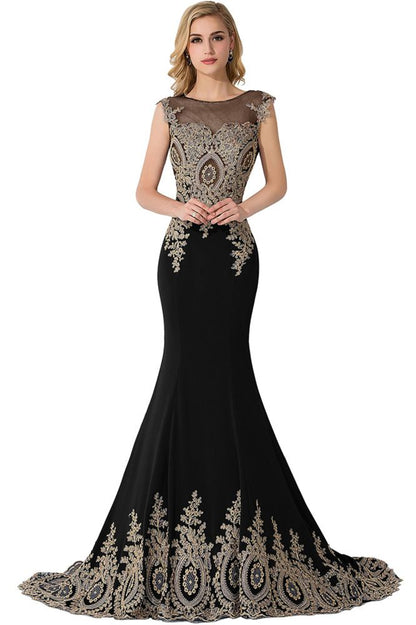 Meerjungfrau Applikationen Hofschleppe Chiffon Abendkleid