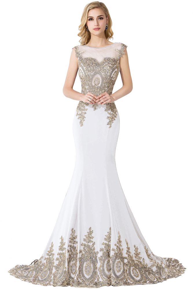 Meerjungfrau Applikationen Hofschleppe Chiffon Abendkleid