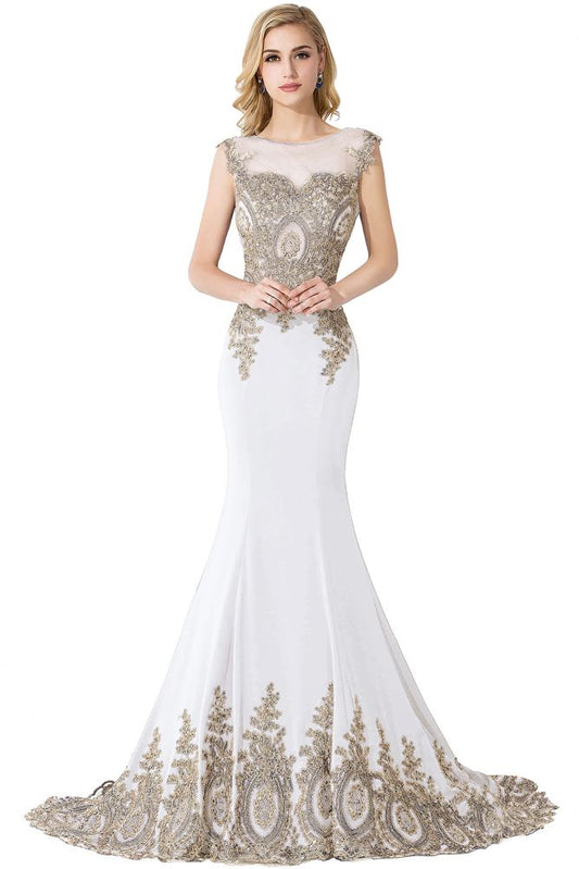Meerjungfrau Applikationen Hofschleppe Chiffon Abendkleid