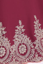 Vestidos de noche burdeos con apliques, sin mangas y corte sirena, hasta el suelo