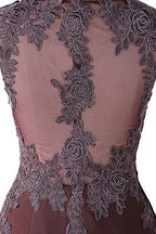Vestido de fiesta de sirena con apliques de encaje y espalda transparente para dama de honor BD024