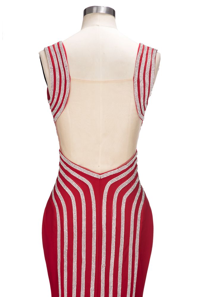 Meerjungfrau Ärmellos Plus Size Bodenlang Schlitz Pailletten Muster Ballkleider