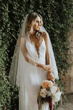 Mermaid Spaghetti Straps Low Cut Backless Lace Wedding Dress  WD310