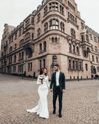 Vestido de novia de sirena de manga larga para novias