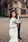 Vestido de novia de sirena de manga larga para novias