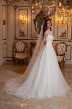 Modern Long A-line Sleeveless Wedding Dresses With Lace