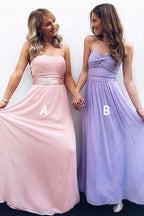 Vestido de dama de honor modesto, sin tirantes y fruncido, de gasa, formal, BD074