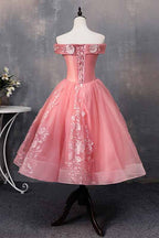 Vestidos de fiesta cortos con hombros descubiertos y corte A con apliques para dulces 16 